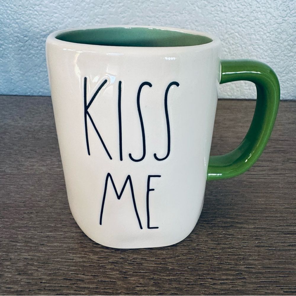 Rae Dunn Kiss Me I’m Irish Ceramic Green Mug Cup